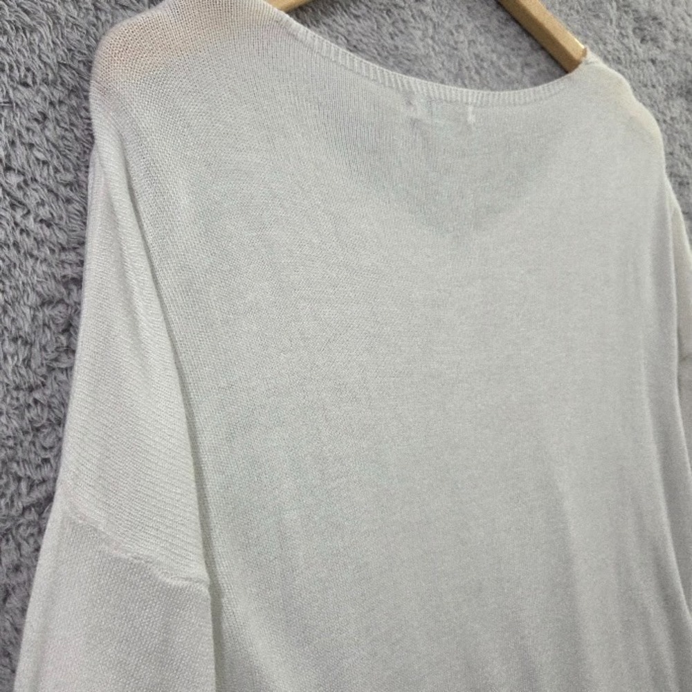 Gigi Moda Oversized Sweater Large White Gold Metallic Paint Drip Boxy Soft Italy - Picture 9 of 9